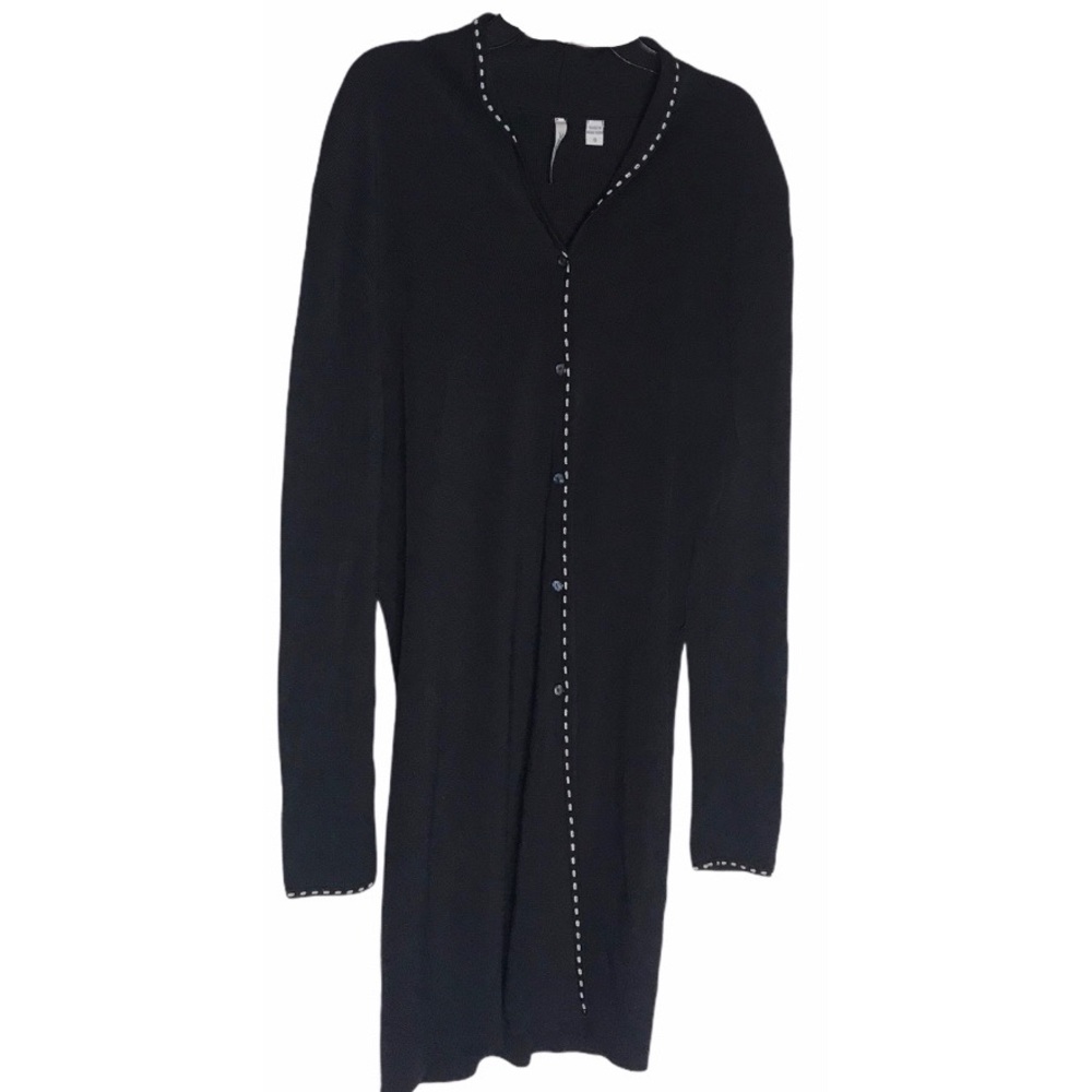 Venini Duster Cardigan Sweater Dress Ribbed Black